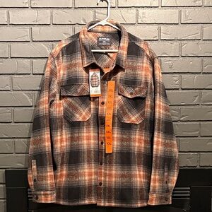 Dakine Men's Plaid Flannel Shirt Jacket - Orange, Brown & Gray - Size XXL